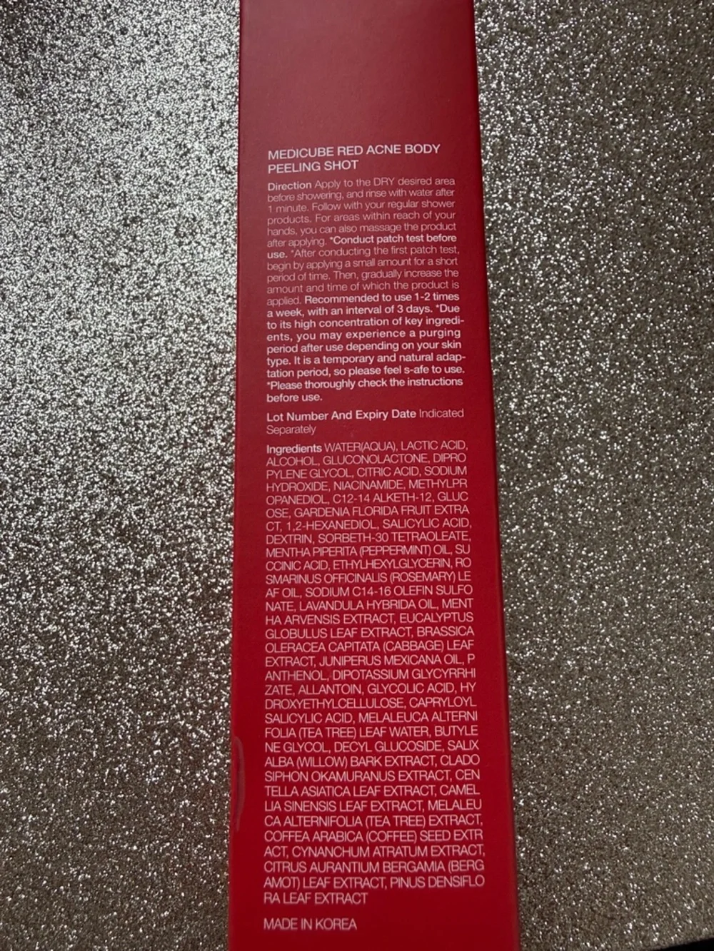 NIB 3.88oz medicube Red Acne Body Peeling Shot - Red/Black Bottle